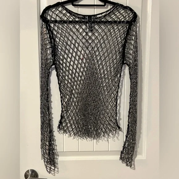 Zara Black Sheer Net Top - Picture 8 of 8
